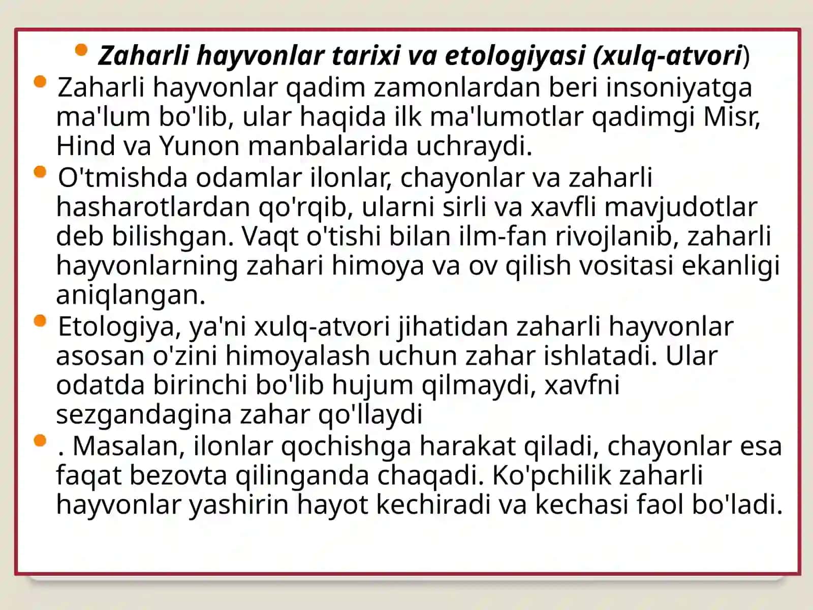 Zaharli hayvonlar fanidan taqdimot 3
