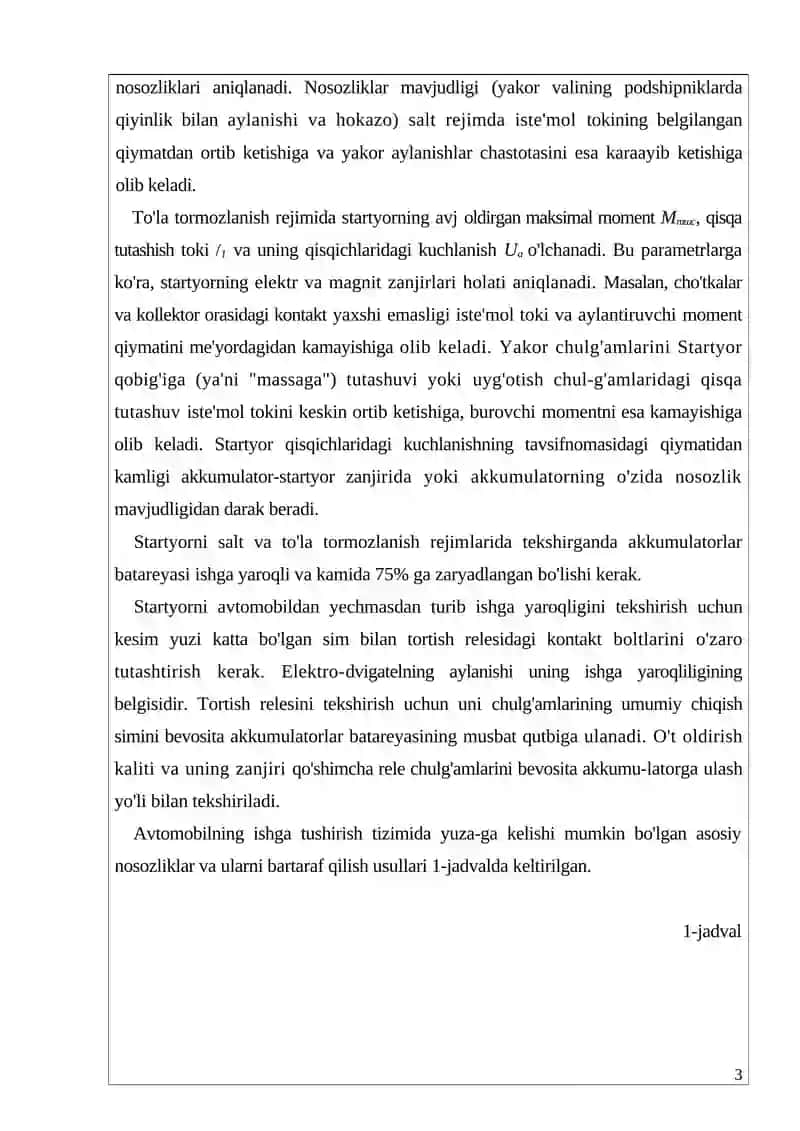 Traktor va avtomobillari elektr jixozlarning yig'ma birikmalari 3
