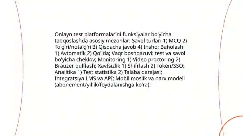 Online test platformalarini solishtirish va ular bilan ishlash 3
