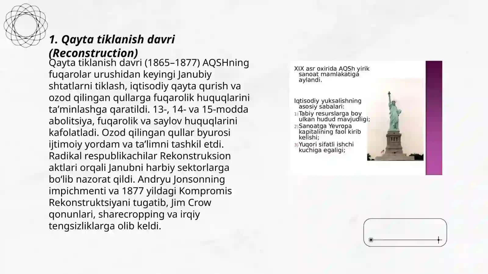 Qayta tiklanish davri (Reconstruction) 3