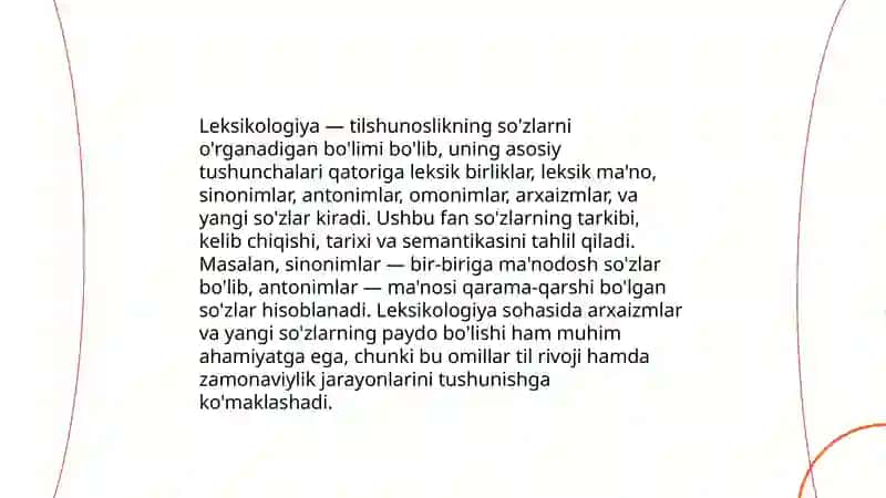 Leksikologiya o'qitish 3