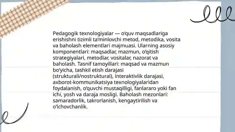 Pedagogik texnologiyalar tasnifi 3