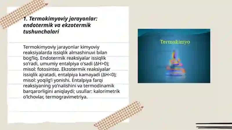Termokimyoviy Jarayonlar Endo va Ekzotermik holatlar 3