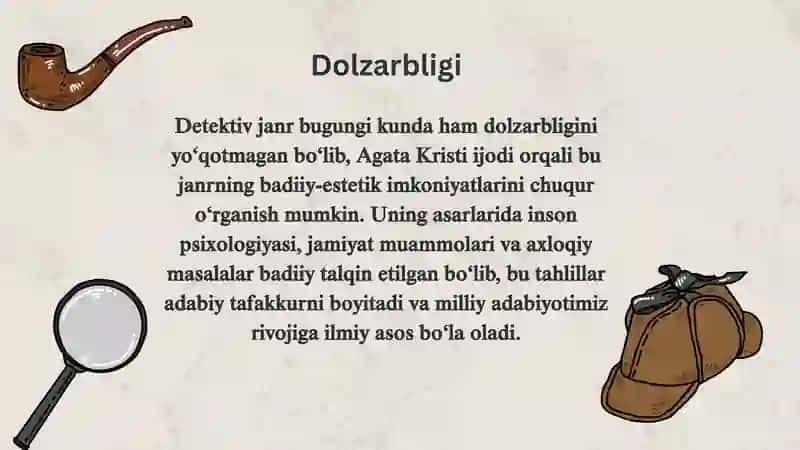 AGATA KRISTI DETEKTIV ASARLARINING XUSUSIYATLARI 3