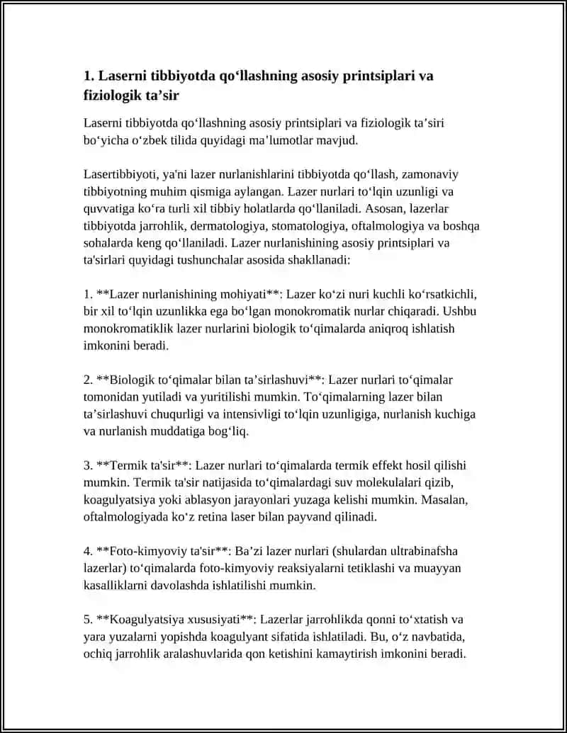 LAZERNING TIBBIYOTDA QO‘LANISHI 3