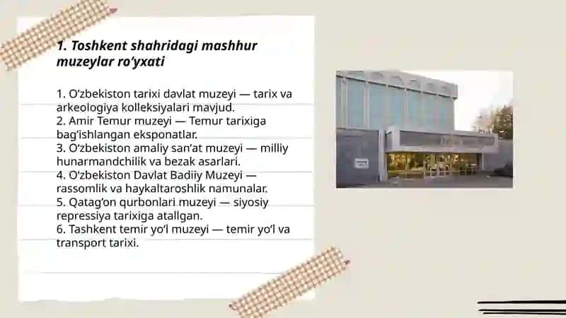 Toshkent shahridagi muzeylarga sayohat 3