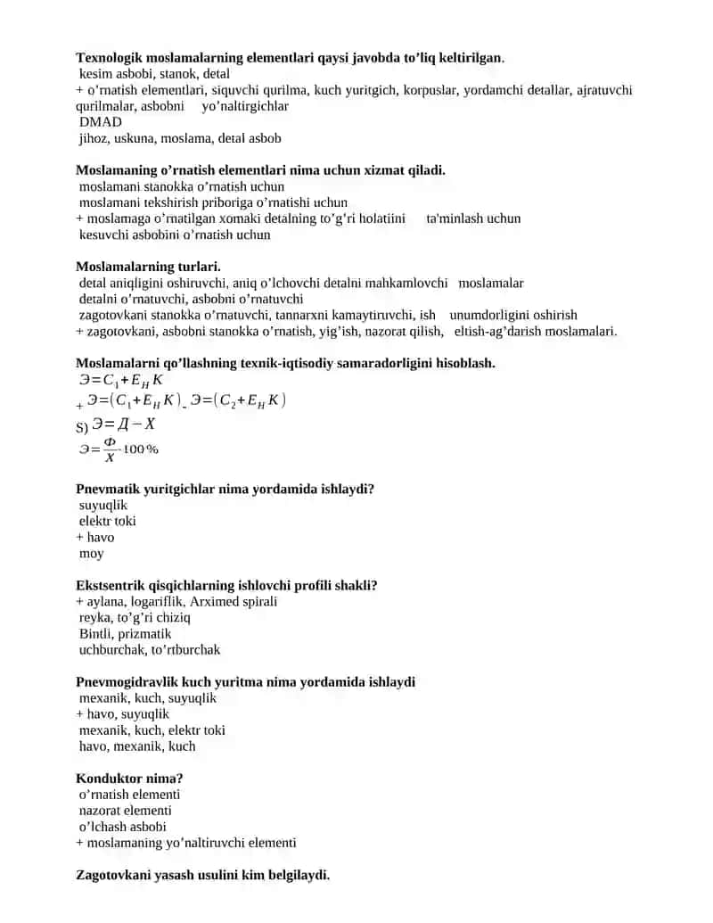 Avtomobilsozlik texnologiyasi fanidan test savollari 3