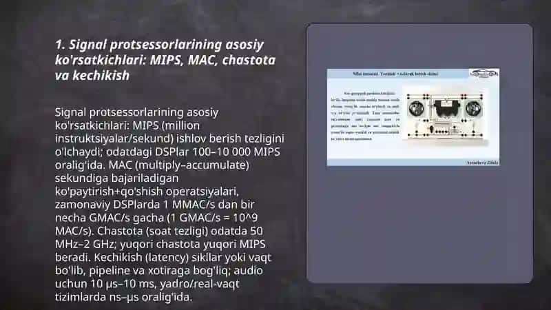 Signal protsessorlar ko'rsatkichlari texnik parametrlari va arxitekturasi 3