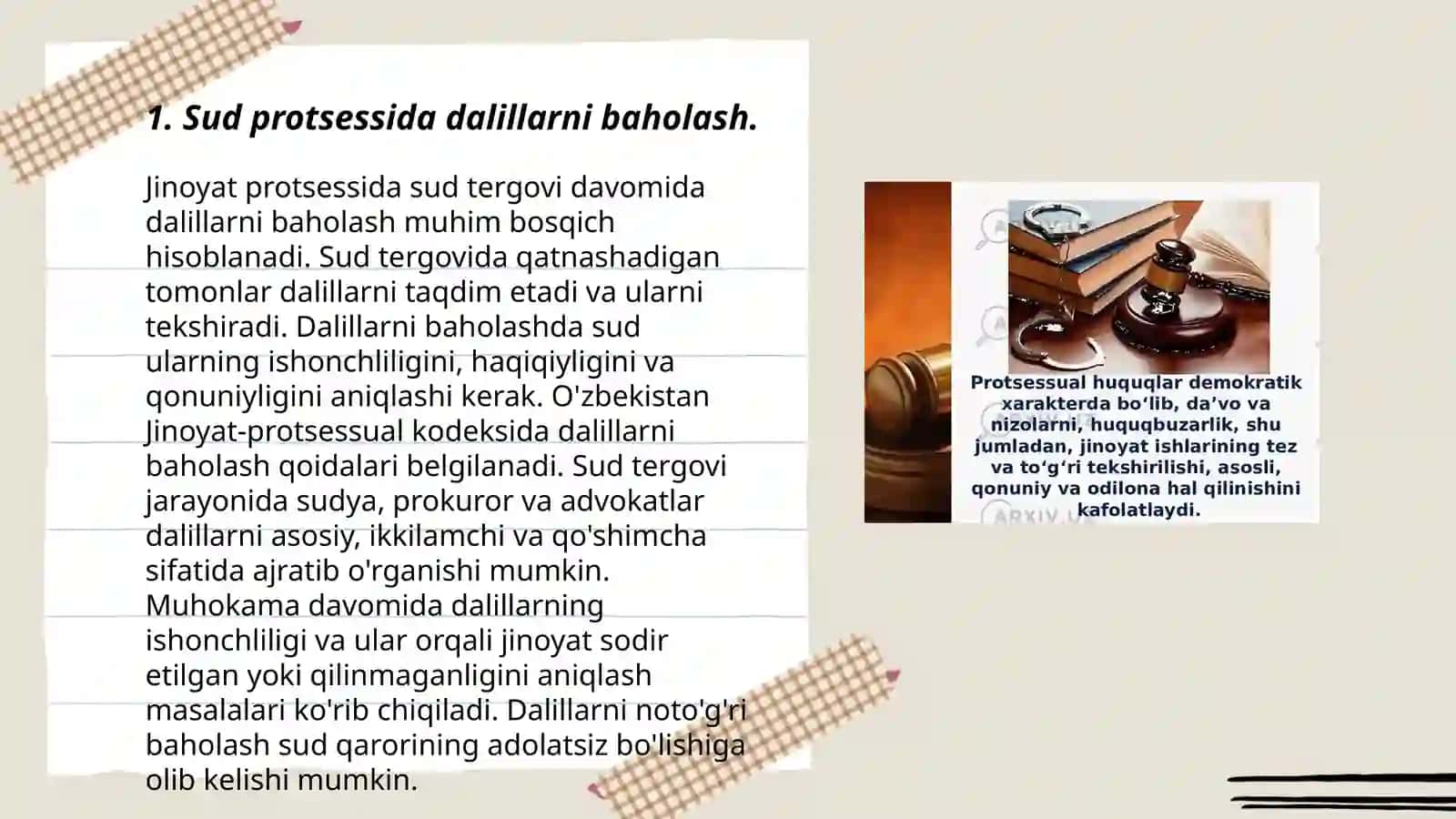 Jinoyat protsessida sud tergov masalasini muhokama qilish 3