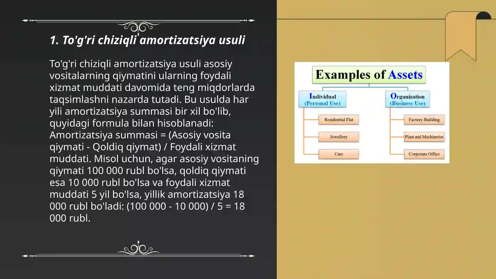 To'g'ri chiziqli amortizatsiya usuli 3