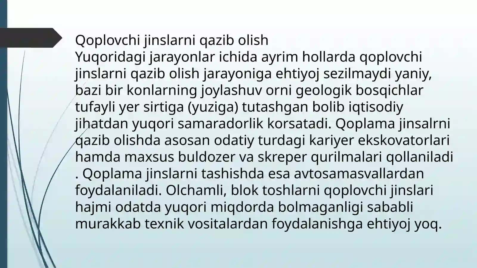 Qoplovchi jinslarni qazib olish 3