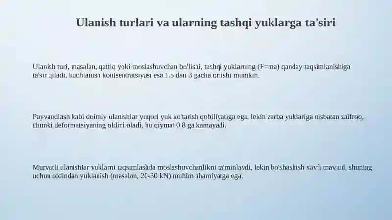 Ulanish turlari va tashqi yuklarning ta'siri 3