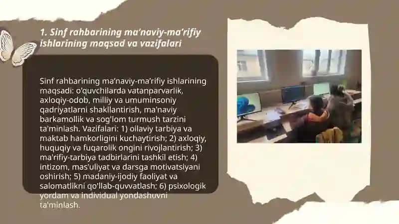 Sinf rahbarining maʼnaviy-maʼrifiy ishlarini oʻrganish 3