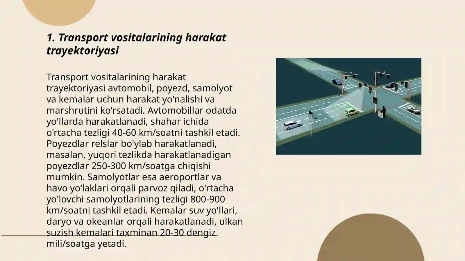 Transport vositalarining harakat trayektoriyasi 3