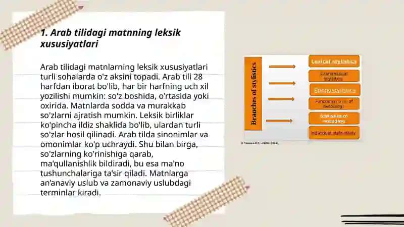Arab tilidagi matnni stilistik jihatdan tahlil qilish 3