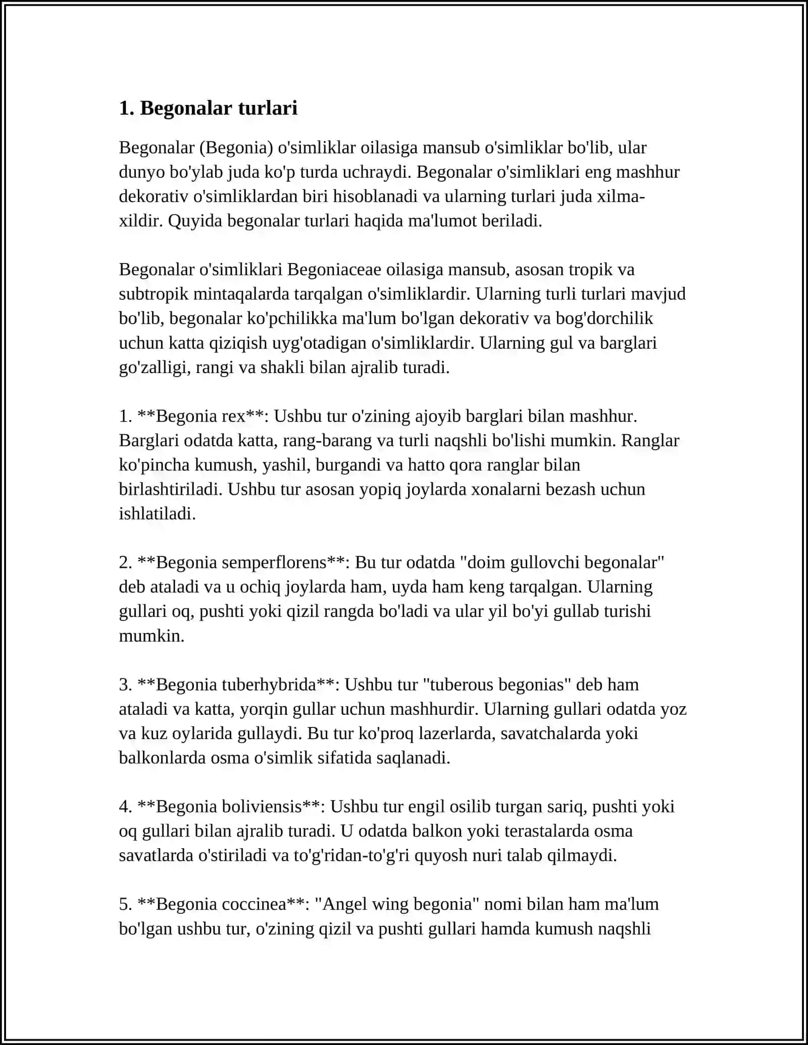 BEGONA O'TLAR KLASSIFIKATSIYASI 3