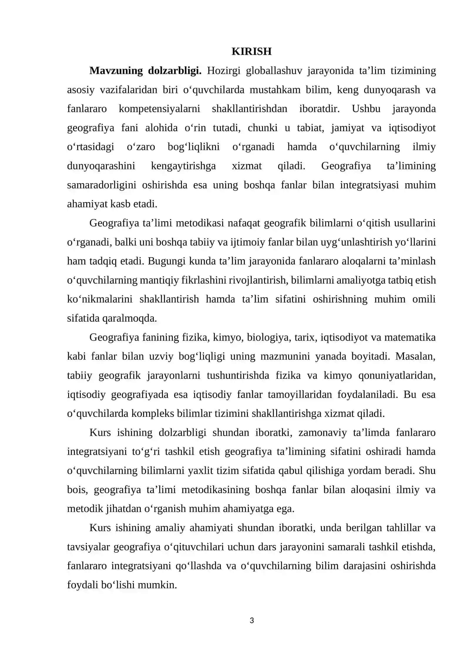 GEOGRAFIYA TA‘LIMI METODIKASINING BOSHQA FANLAR BILAN ALOQASI 3
