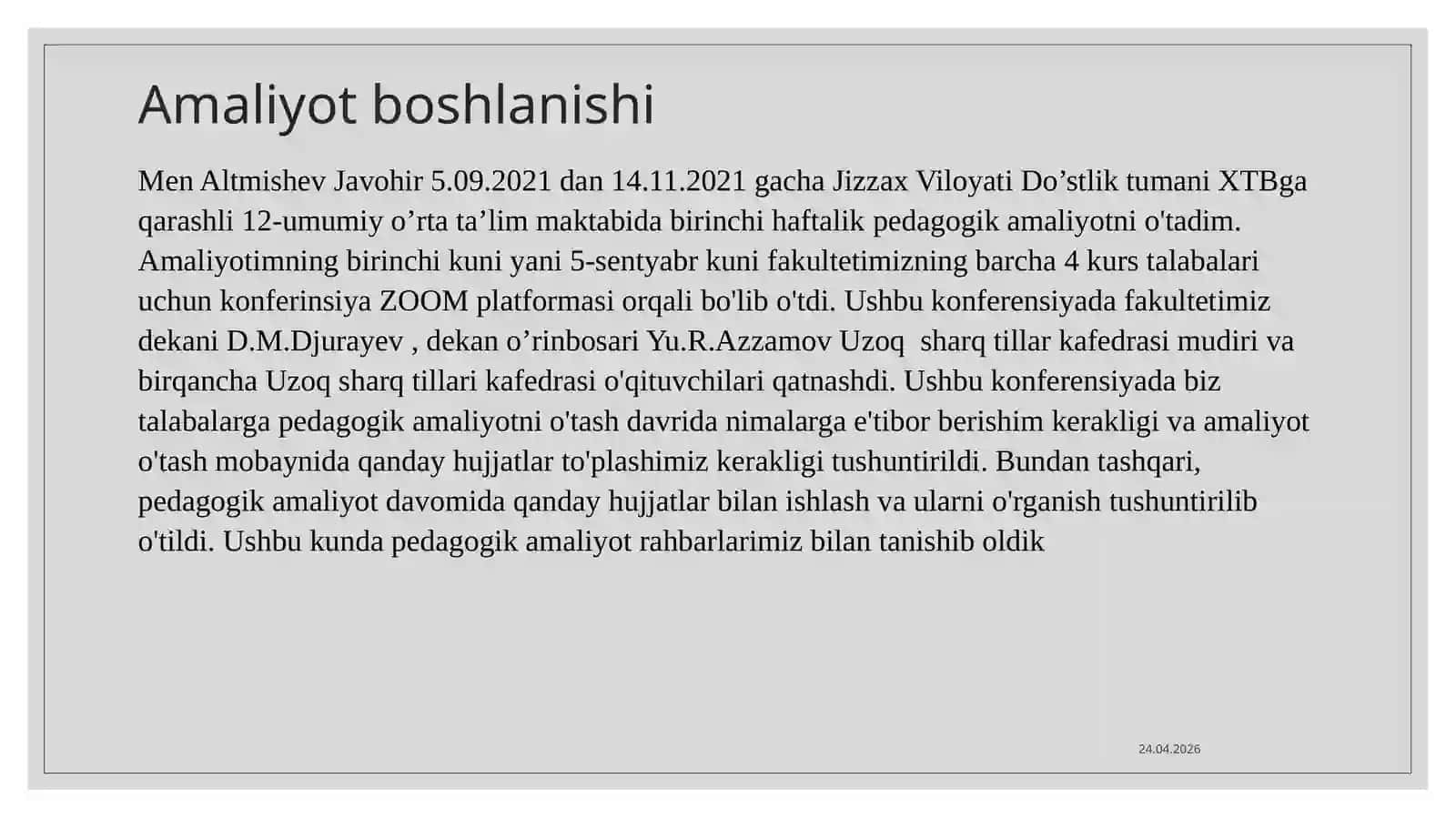 Pedagogik Amaliyoti Taqdimoti 3