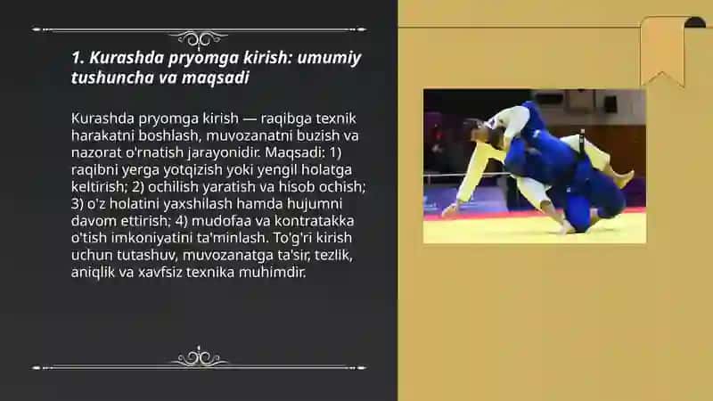Kurashda pryomga kirish 3