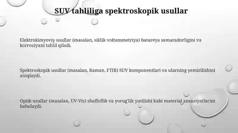 Suv tahlilida elektrokimyoviy va optik qurilmalar tasnifi 3