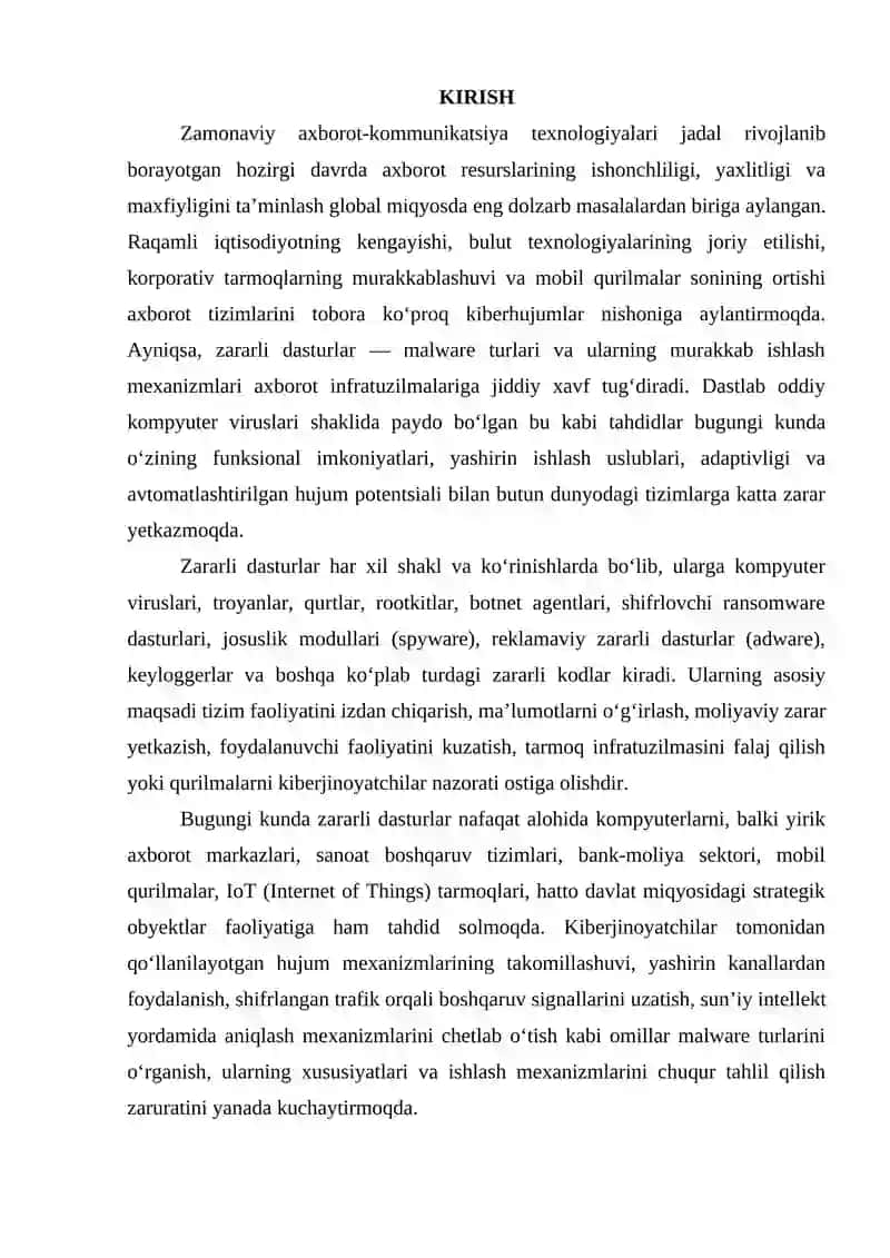 Keng tarqalgan zararli dasturlar (malware) turlari va ularning ishlash mexanizmlari 3
