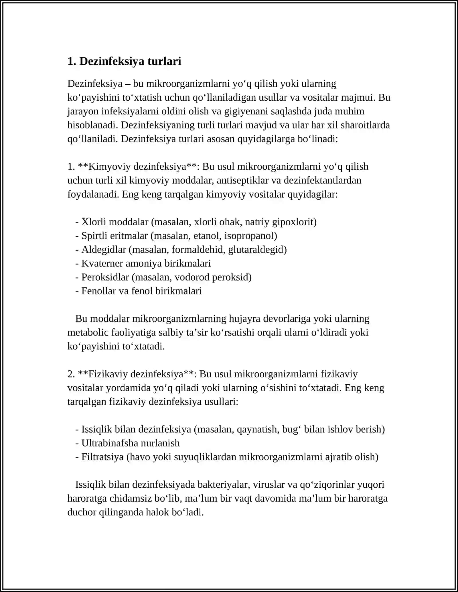 DEZINFEKSIYA HAQIDA REFERAT 3
