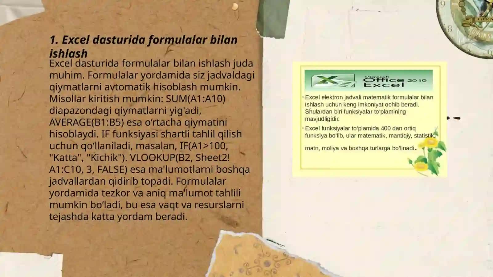 MS Excel dasturida formula va funksiyalar 3