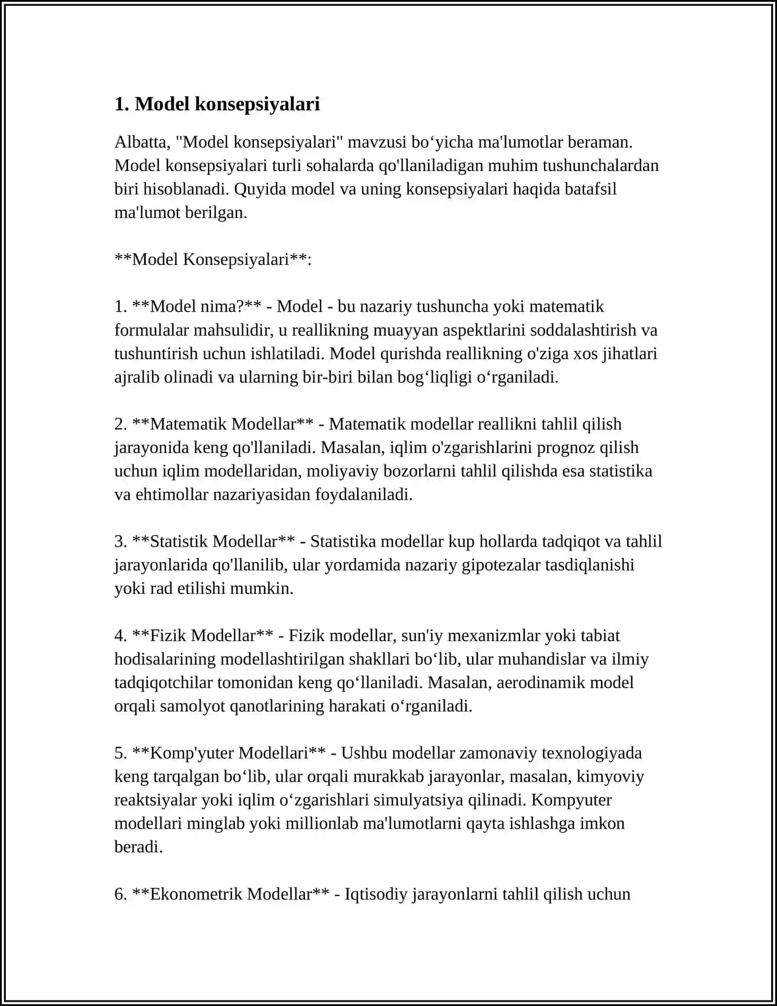 Model konsepsiyalari va ularning elementlari 3