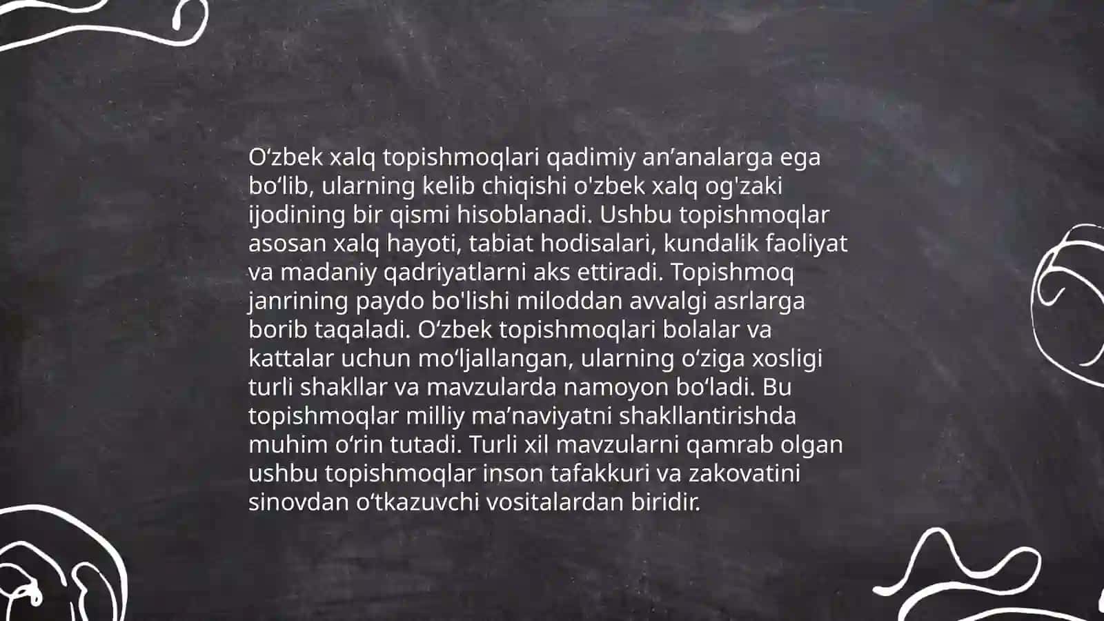 Oʻzbek xalq topishmoq va maqollar janr xususiyatlari 3