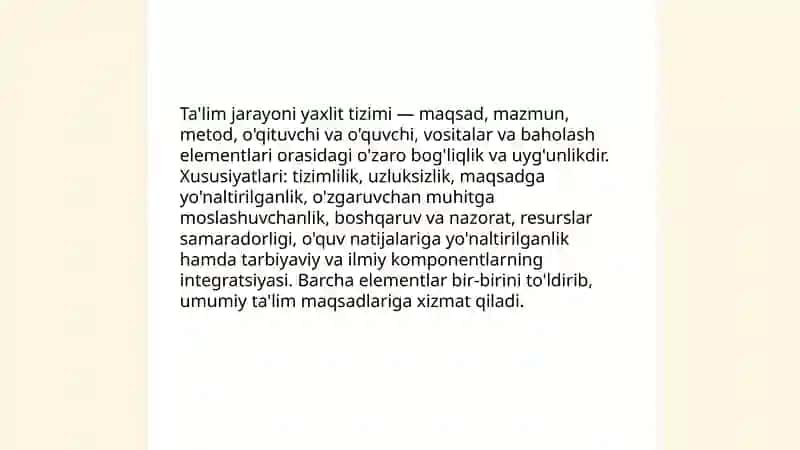 Ta'lim jarayoni yaxlit tizimi 3
