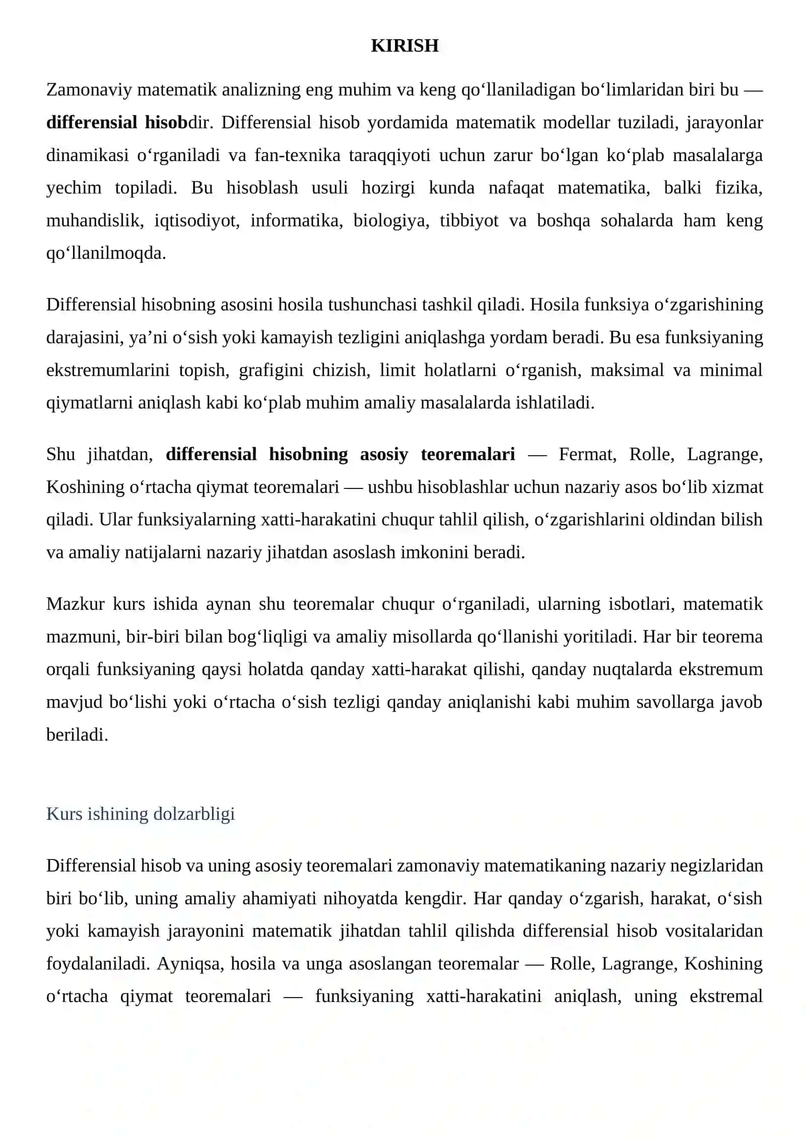 Diferensial xisobning asosiy teoremalari 3