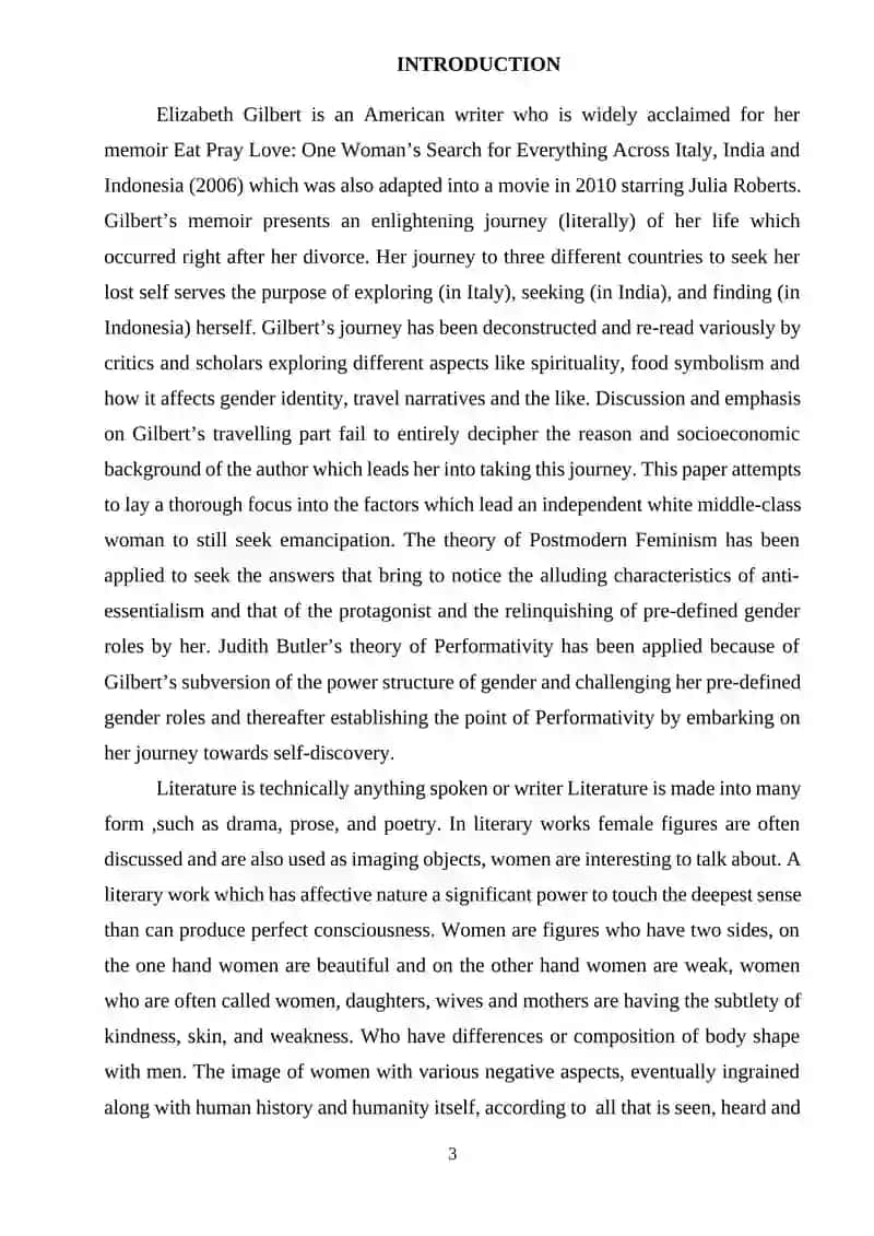 Feminine identity in E. Gilberts novel Eat, Pray, Love 3