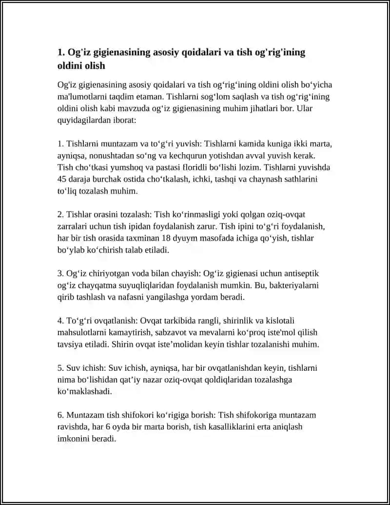 Tish Og'rig'inining Oldini Olush va Profilaktika 3