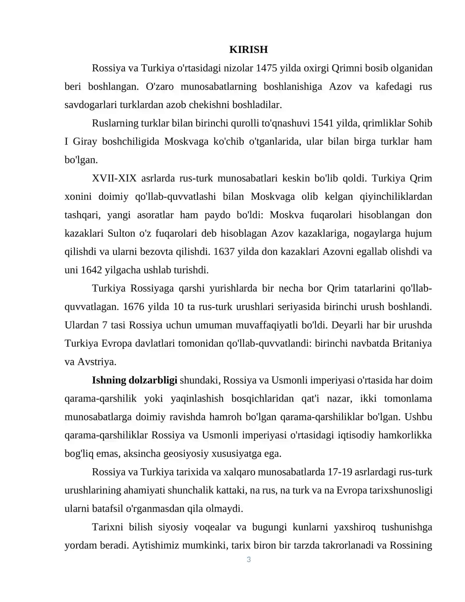 XVII-XIX asrlarda Rossiya-Turkiya munosabatlari 3
