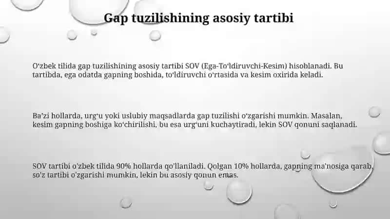 Gapda so‘zlar tartibi. Aktual bo‘linish 3