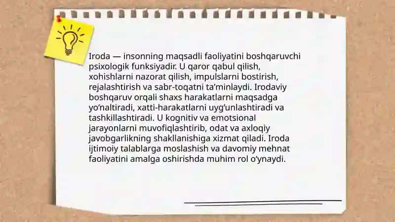 Iroda inson faoliyatini va xulq-atvorini ixtiyoriy boshqaruv sifatida 3