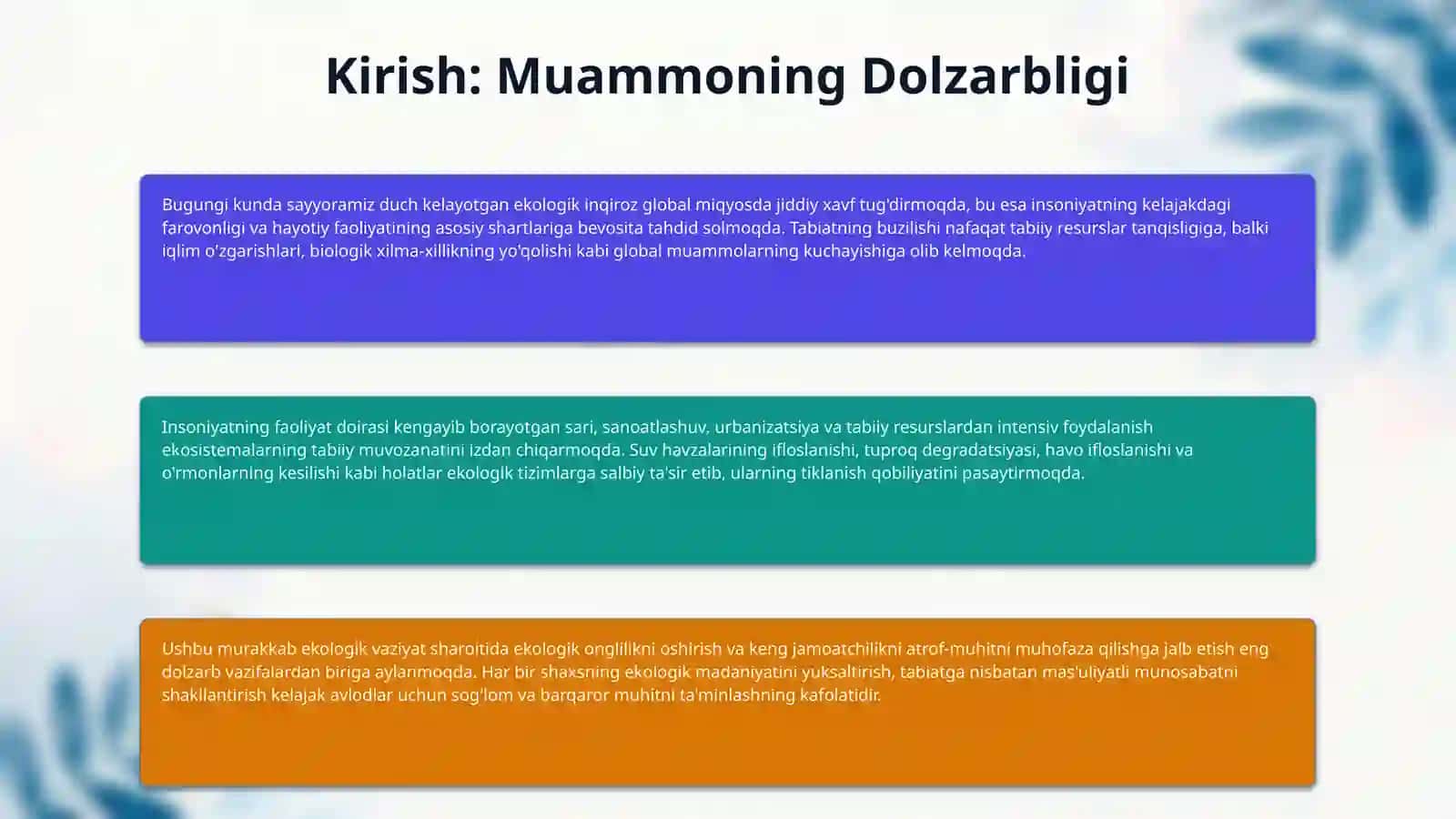 Ekologik muammolar va ekologik ong shakllanishi 3