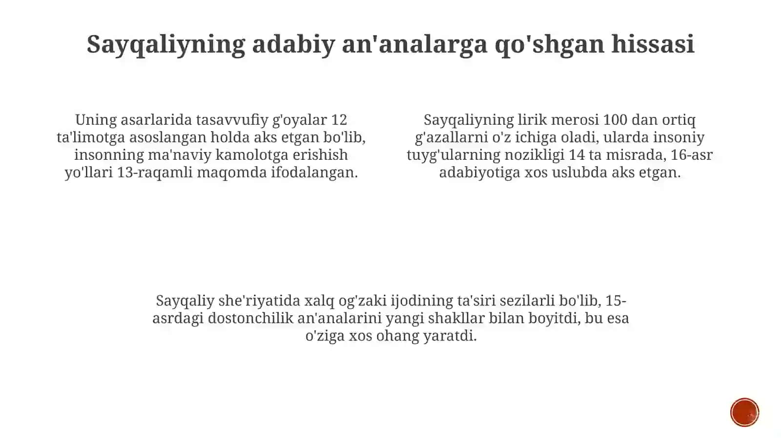 Sayqaliyning ijodi: Asosiy asarlar va mavzular 3