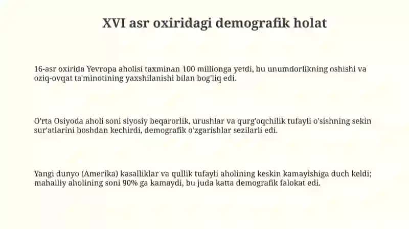 XVI asr oxirida iqtisodiy ahvol 3