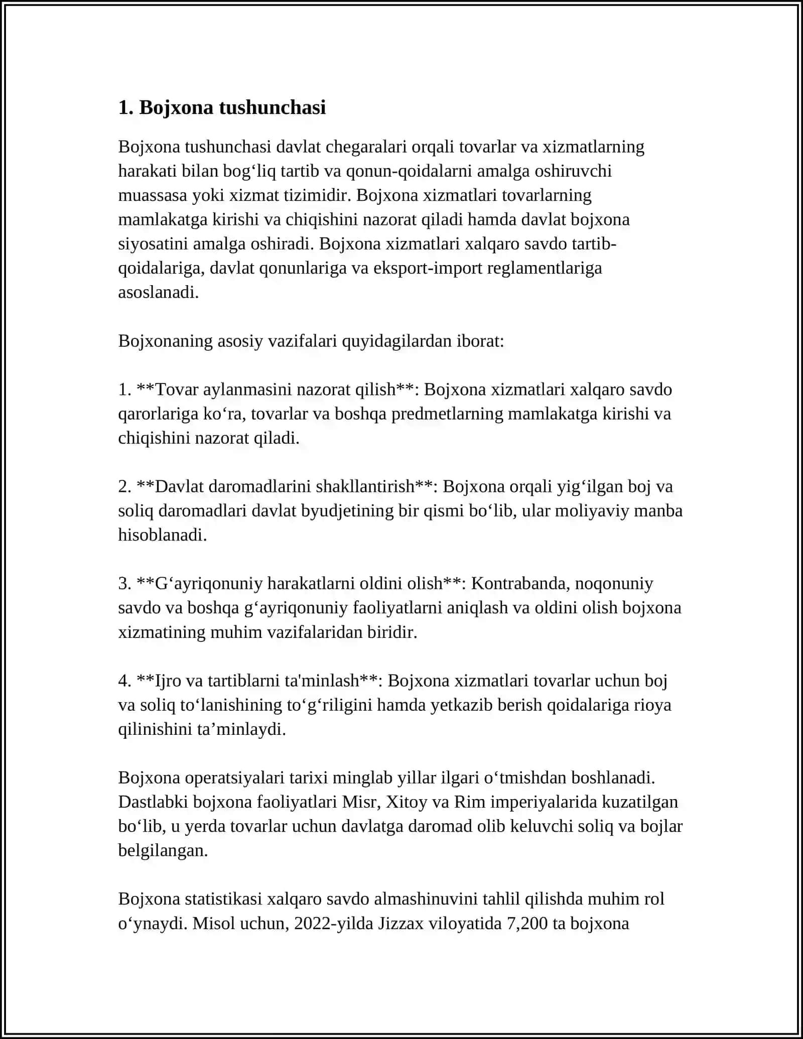 BOJXONA VA ULARNING TURLARI 3