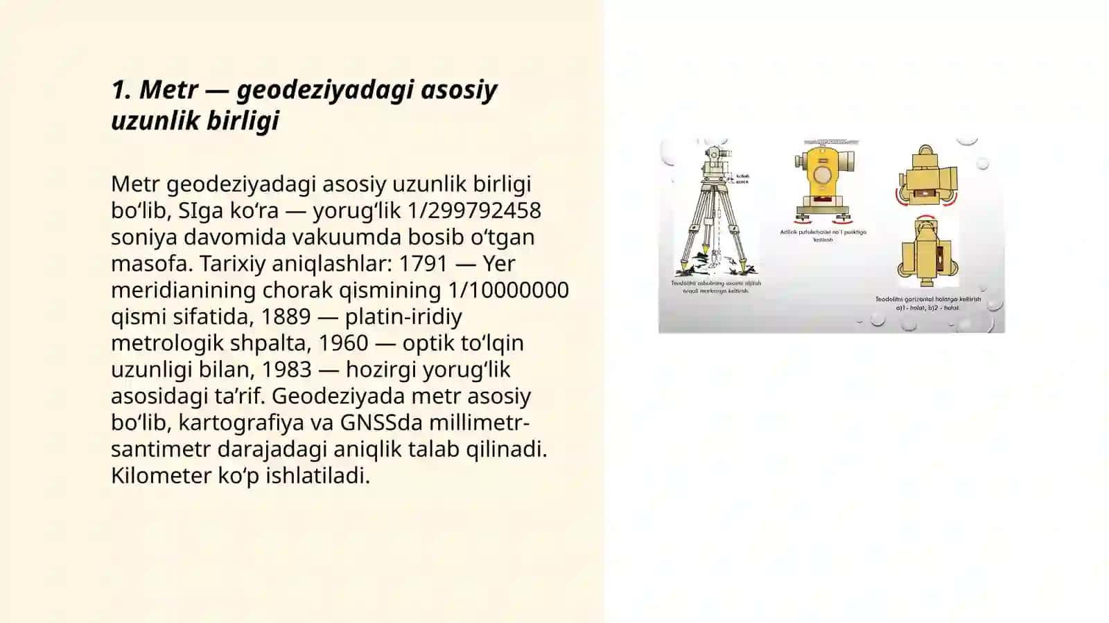 Geodeziya qo'llaniladigan o'lchov birliklari 3