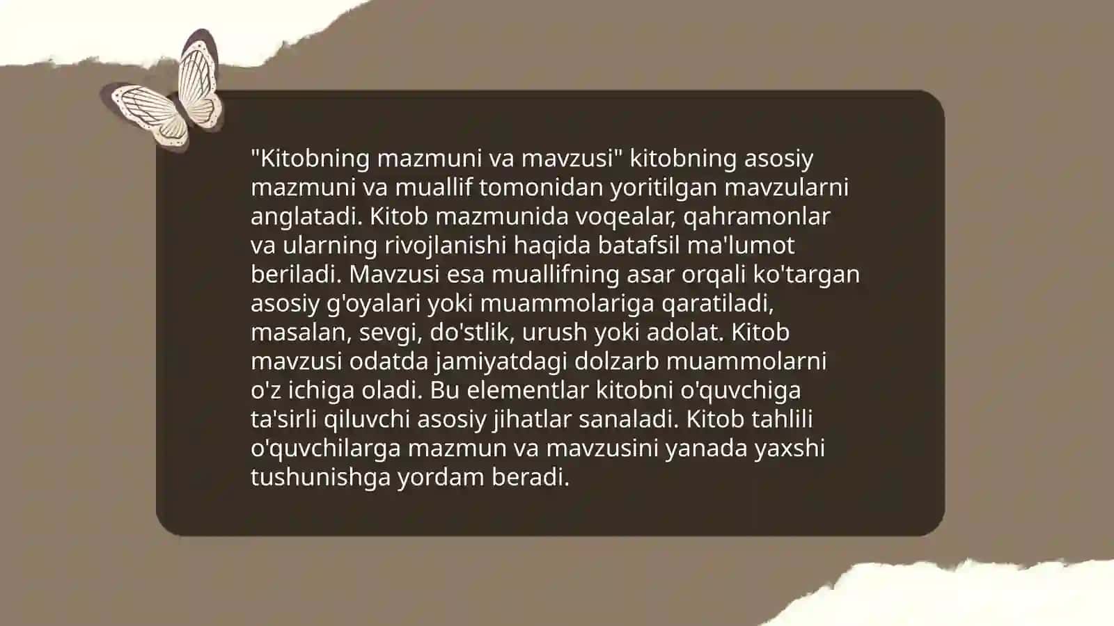 "Kitobning mazmuni va mavzusi" 3