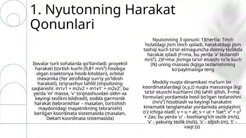Moddiy nuqtaning dinamikasi 3