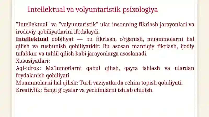 Intellektual va volyuntaristik psixologiya 3