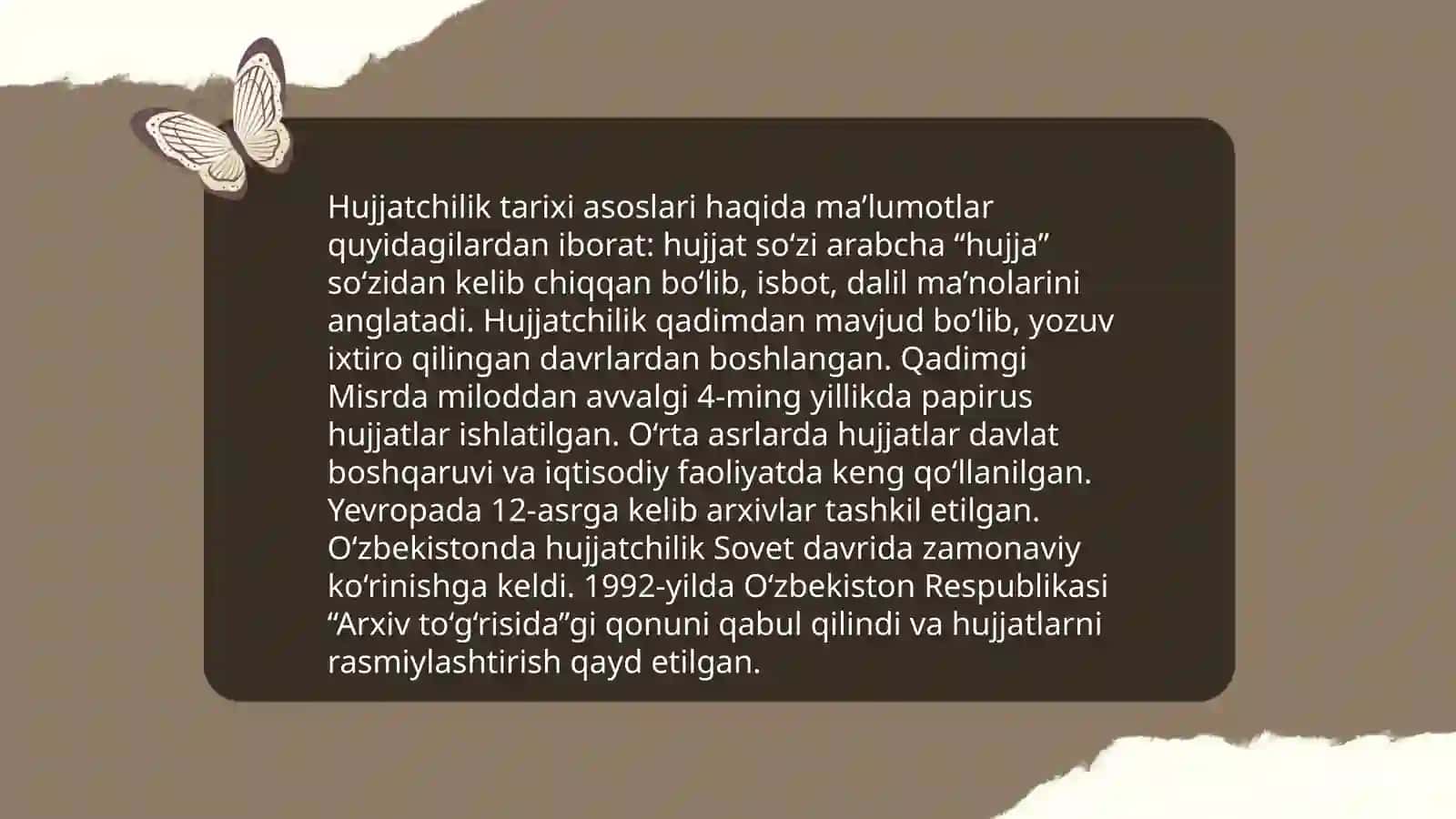 Hujjatchilik Tarixi. Hujjat Turlari 3