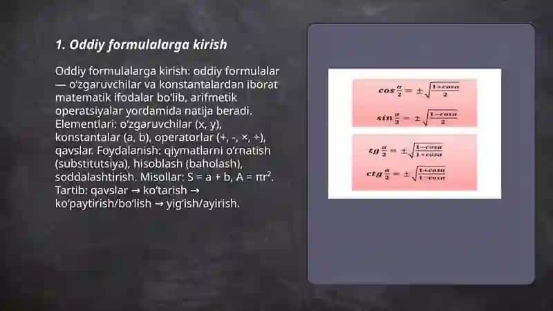 Oddiy formulalar bilan tanishuv 3
