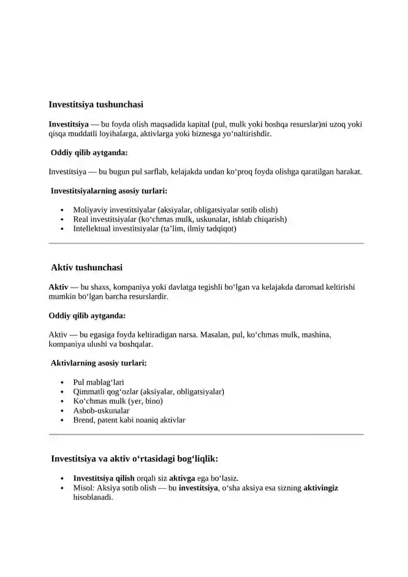 Investitsiya Risklari Aktivlar risklari 3