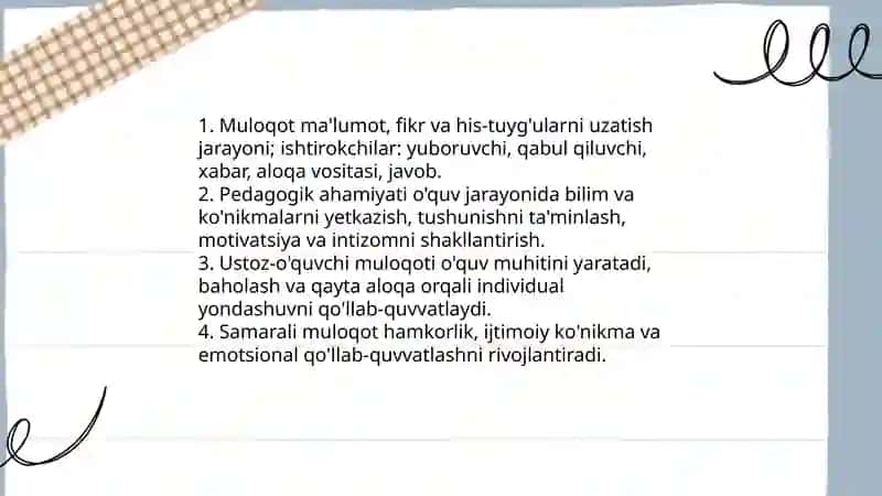 Muloqot haqida tushuncha. Pedogogik faoliyatda muloqat 3