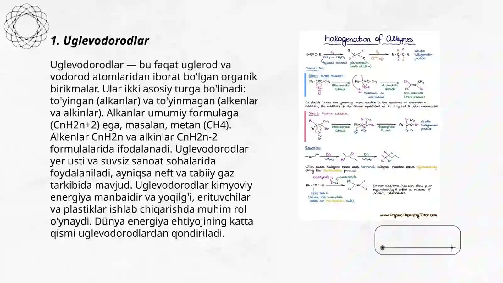 Organik kimyo asoslari. Organik birikmalarning sinflari 3
