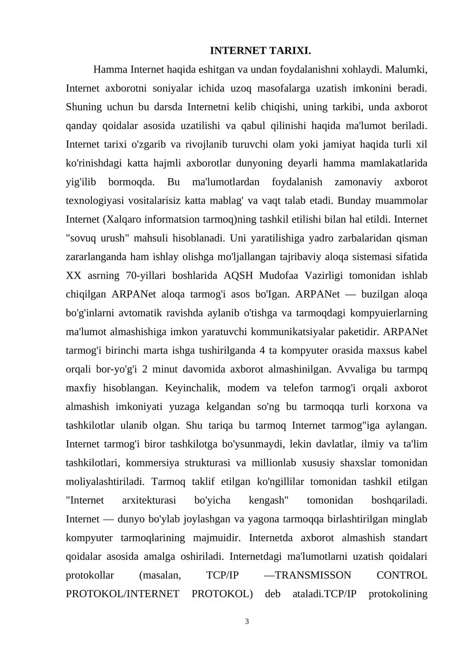 INTERNET TARMOG‘I VA UNING HOZIRGI KUNGA AHAMIYATI 3